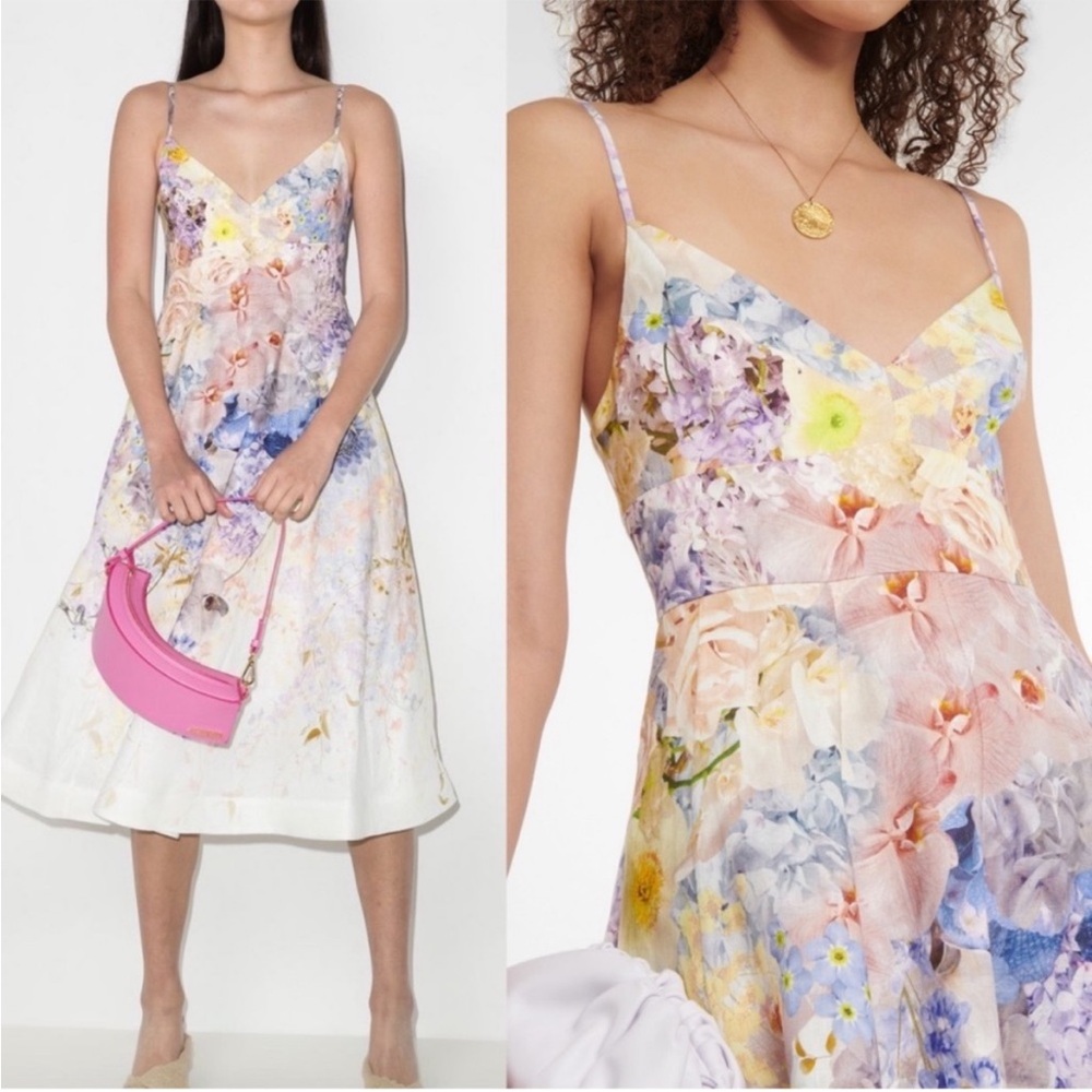 Zimmermann Multicolor Rhythmic Picnic Dress,size 3/ Large